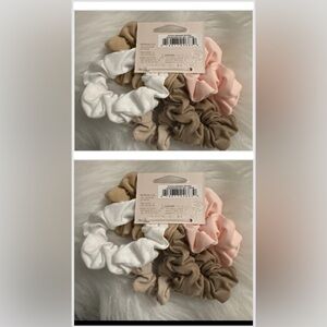 Kitsch Cotton Scrunchies in White, Pink, and Tan, 2 sets of 5